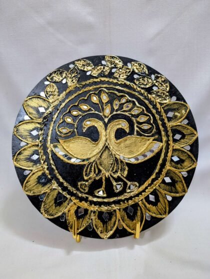 Golden Peacock Lippan Wall Plate