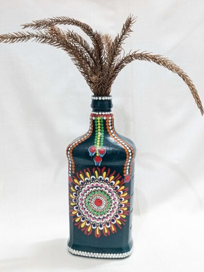 Vintage Dot Mandala Upcycled Bottle Art