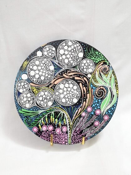 Bioluminescent Floral Dot Mandala Plate