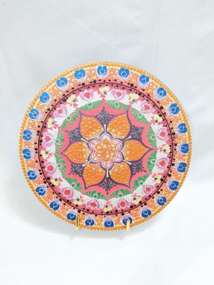 Coral & Floral Dot Mandala Wall Plate