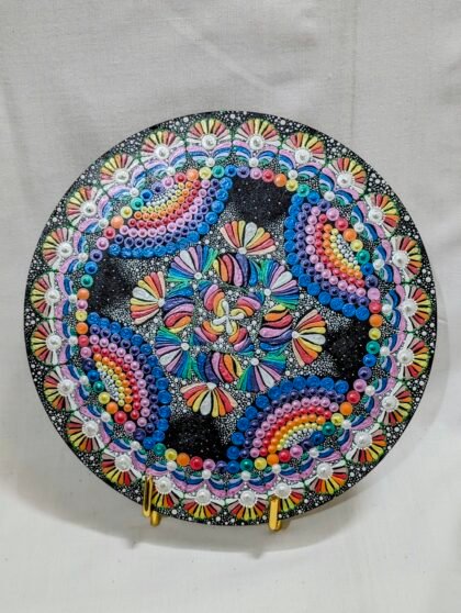 Iridescent Rainbow Dot Mandala Plate