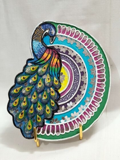 Colorful Embossed Peacock Wall Art