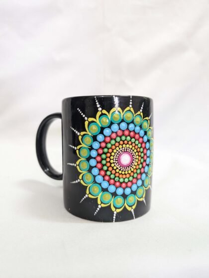 Black & Rainbow Dot Mandala Mug